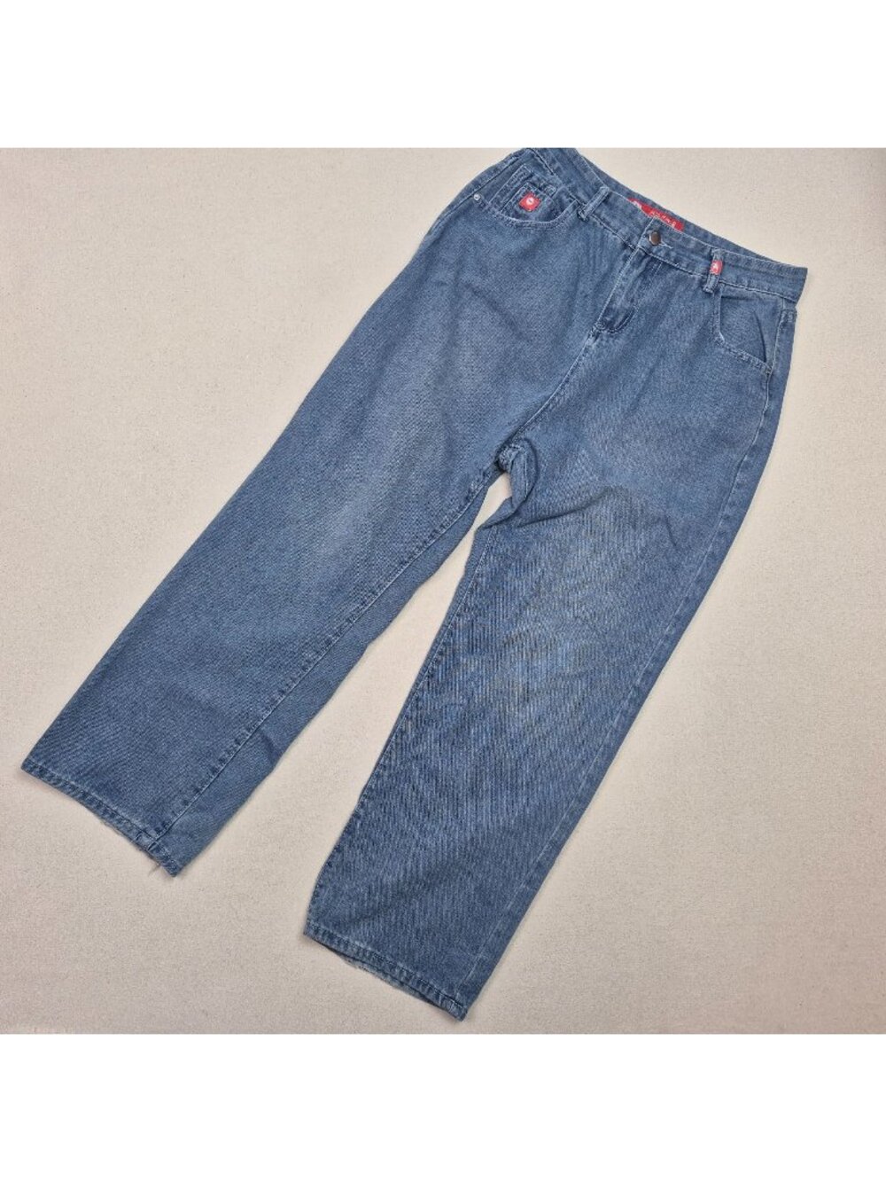 JNCO Unisex Y2K Wide Leg Relaxed Baggy Skater Crown Logo Blue Jeans Sz 30/26